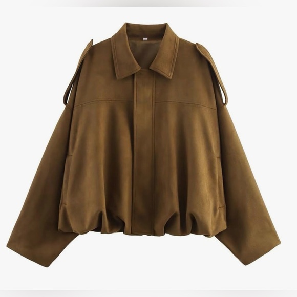 NWT Brown Bomber Jacket - Picture 8 of 11